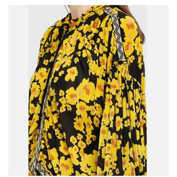 Free People Love Letter Floral Oversized Tunic Black Yellow Combo Size Small - Picture 2 of 12